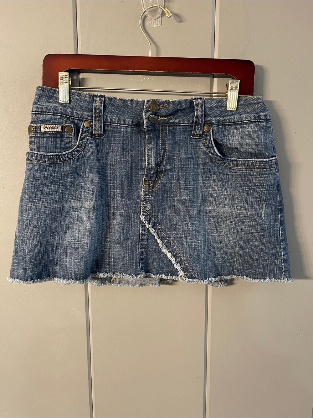 Hydraulic Denim Mini Skirt Vintage Festival Grunge Western Cowgirl Indie Sleaze
